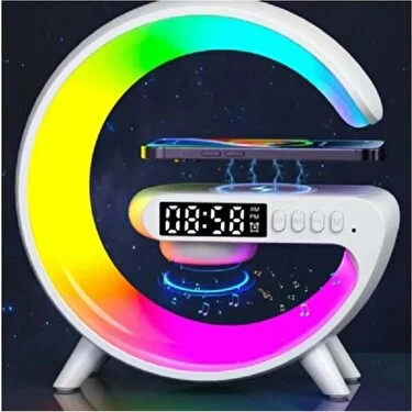 G63 Smart Light Sound Speaker Machine Fast Charging Alarm Clock 7-Color RGB Music Player Speaker